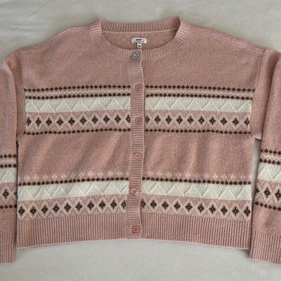 aerie Sweaters - Aerie fuzzy  Pink Patterned Women's Sweater